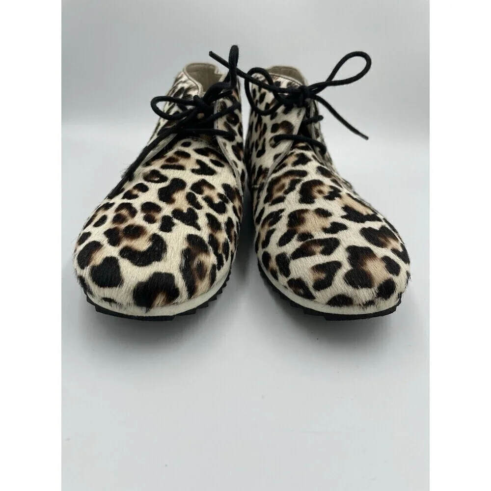 BODEN Booties Ashbourne Leopard Print Calf Hair Size 8 EU 38